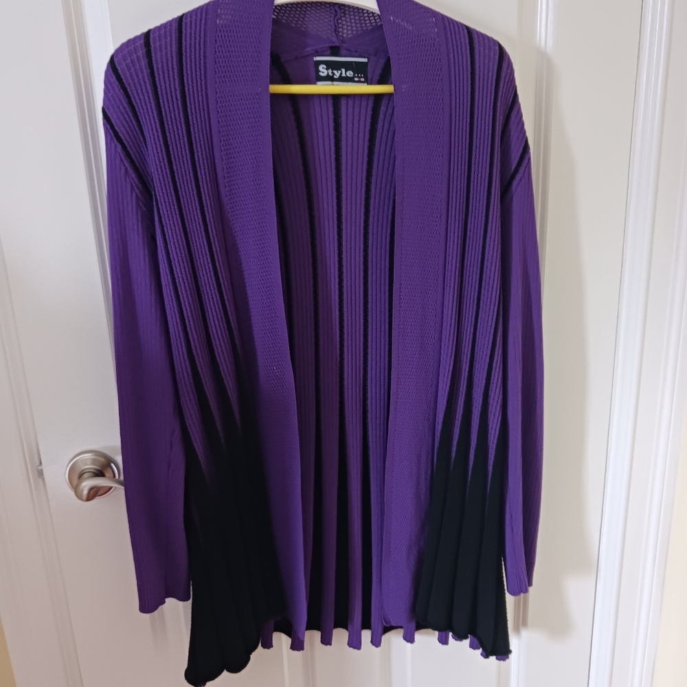 Beautiful Purple and Black Cardigan Sweater